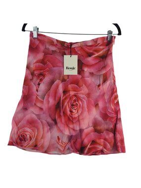 NEW Rouje Jana Rose Digitale Pink Floral Skirt Size 42 100% Viscose Lined